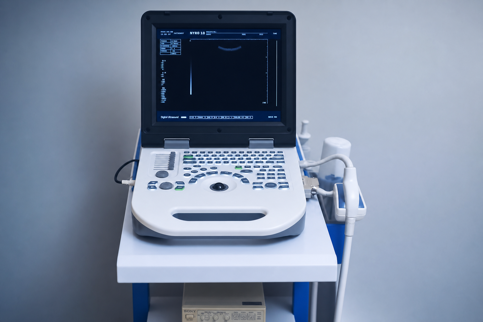 Ultrasound console close-up