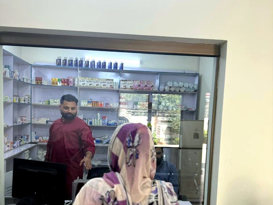 On-site pharmacy and medical store at the center